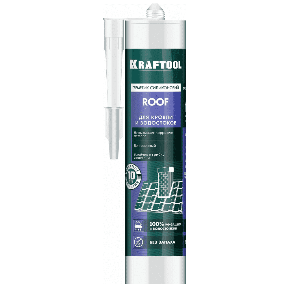 KRAFTOOL ROOF, 300 мл, прозрачный, кровельный силиконовый герметик (41258-2) 41258-2