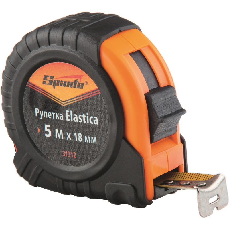 SPARTA Рулетка Elastica, 5 м х 18 мм, обрезиненный корпус// Sparta, шт 31312