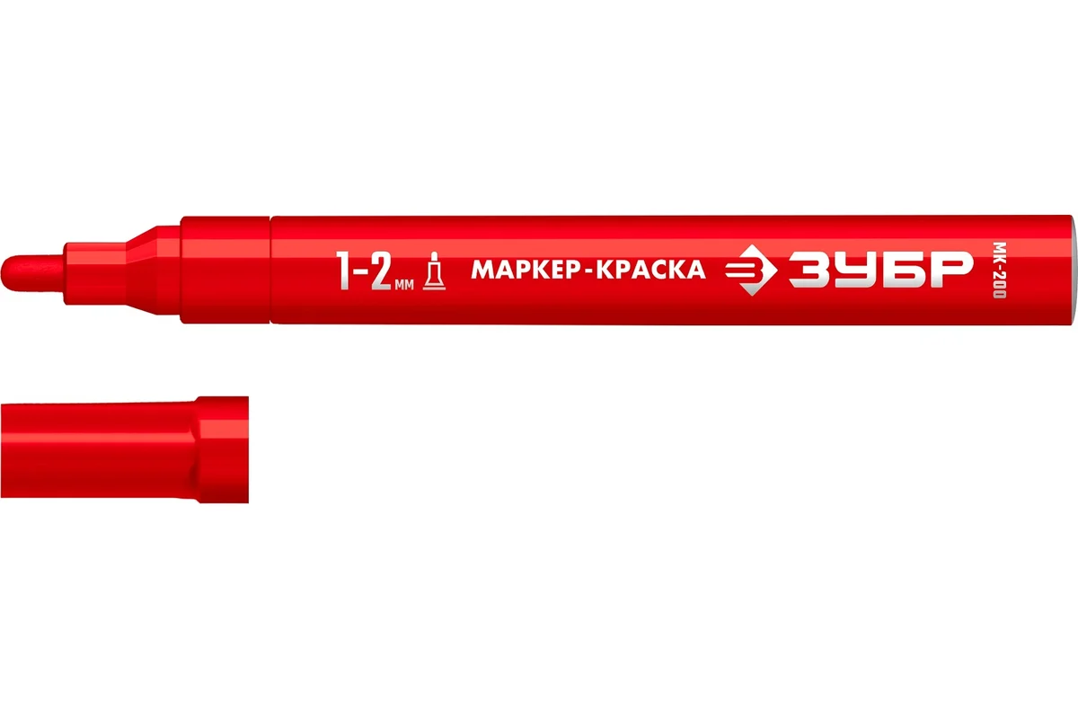 ЗУБР МК-200 красный, 1-2 мм маркер-краска, круглый наконечник 06326-3