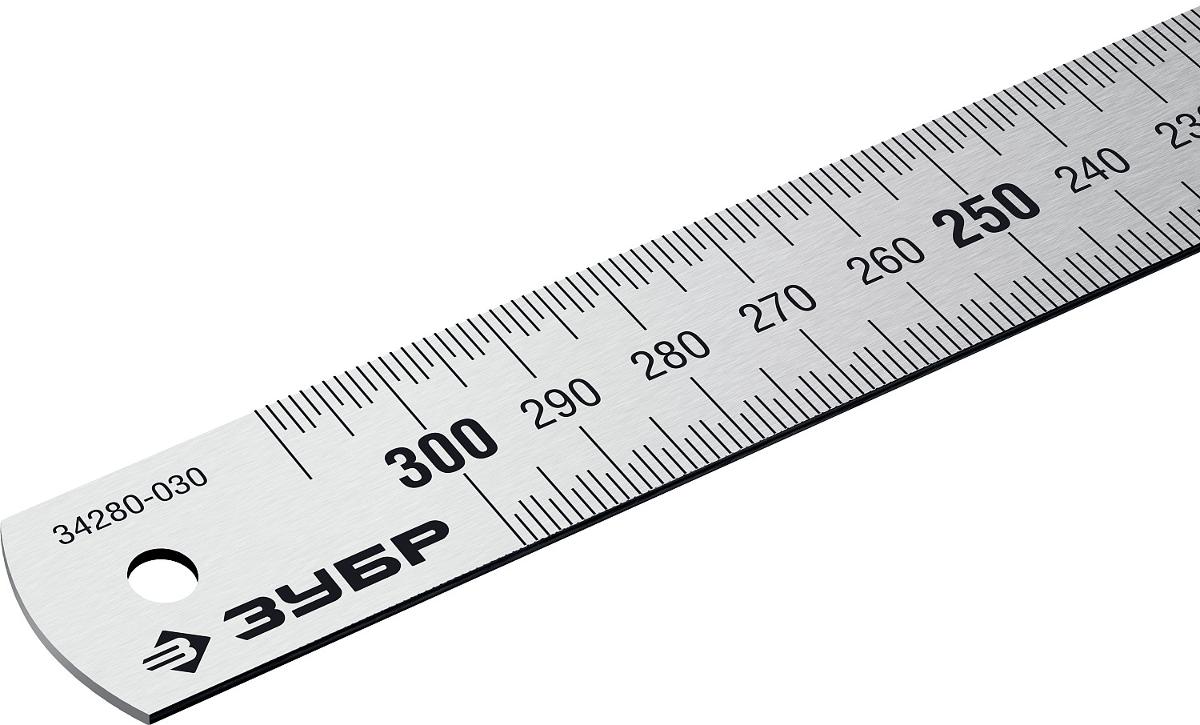 ЗУБР Про-30 Усиленная нержавеющая линейка, длина 0,30 м 34280-030