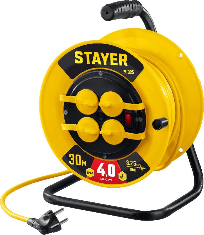 STAYER Силовой удлинитель на катушке ПВС, 3*2,5 мм2, 30 м, 4000 ВТ, IP44 55064-30