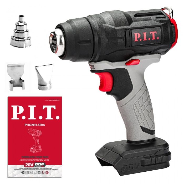 PIT Фен технический P.I.T. ONE POWER SOLO 20В, 550С, 200л/мин, 3 насадки