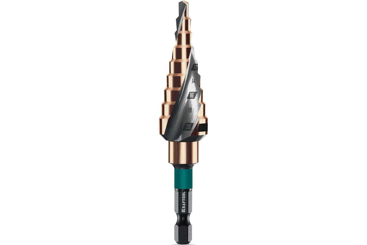 KRAFTOOL COBALT 4-20мм, 9 ступеней, азотирование, винтовая спираль, сверло ступенчатое 29691-4-20-9