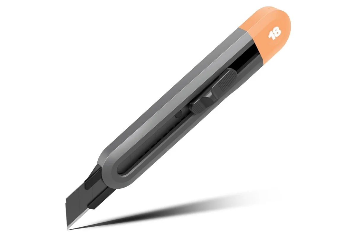 DELI Нож HT4018C технический "Home Series Gray" лезвие 18 мм корпус из софттач пластика