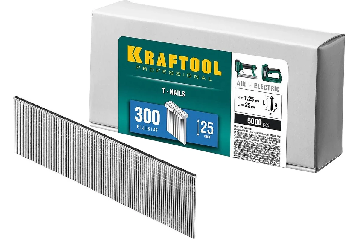 KRAFTOOL 25 мм гвозди для нейлера тип 300, 5000 шт 31785-25