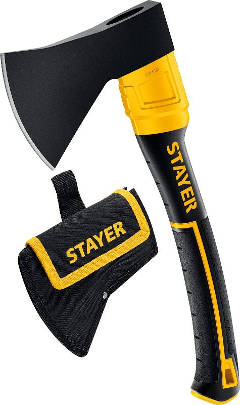 STAYER Топор 600/800г FIBERGLASS кованый с чехлом 350мм 2062-06P_z02