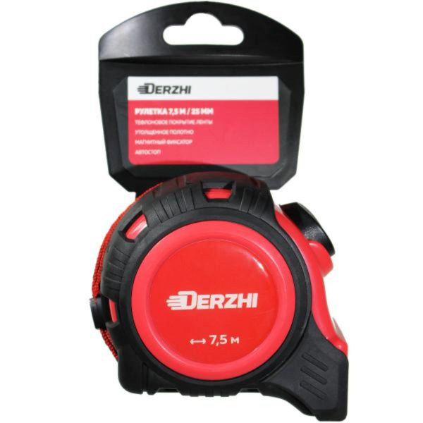 DERZHI Рулетка с фиксатором каучук 25мм 7,5м, шт 8425-075