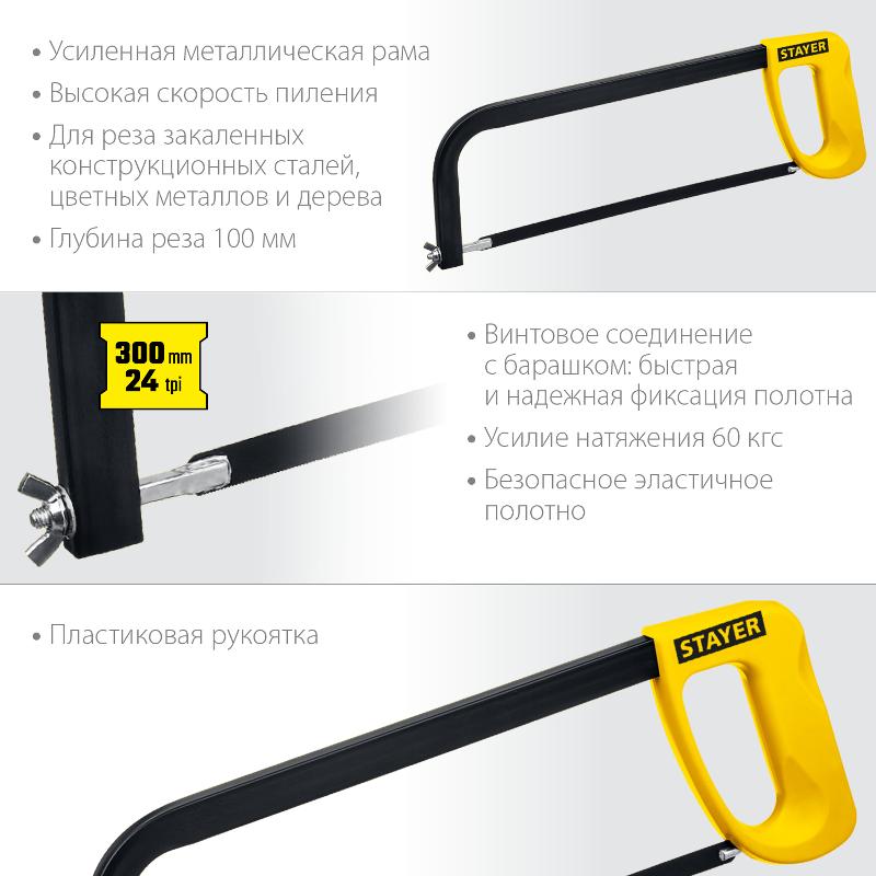 STAYER Max-Cut MS100 ножовка по металлу, 60 кгс, STAYER 1576_z01