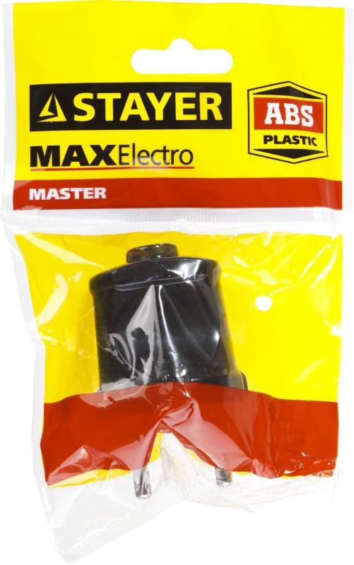 STAYER Вилка MAXElectro электрическая, 6А/220В, черная, STAYER, шт 55150-B