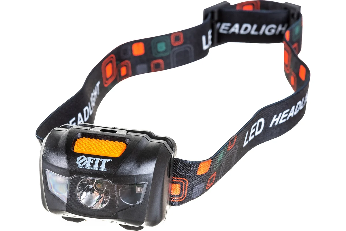 FIT IT Фонарик с креплением на голову, 1 сверхяркий светодиод 3 Вт+2 LED красного цвета 67746