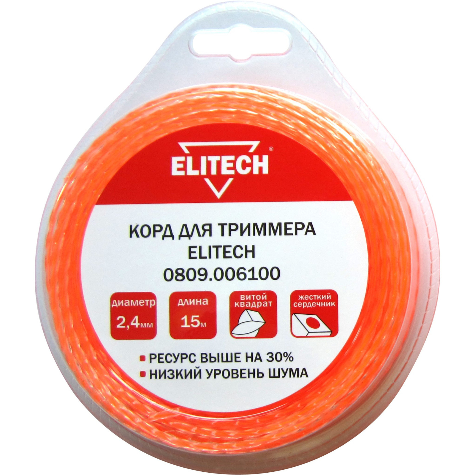 ELITECH Леска ELITECH 2,4*15 м би-материал (витой квадрат), 0809.006100