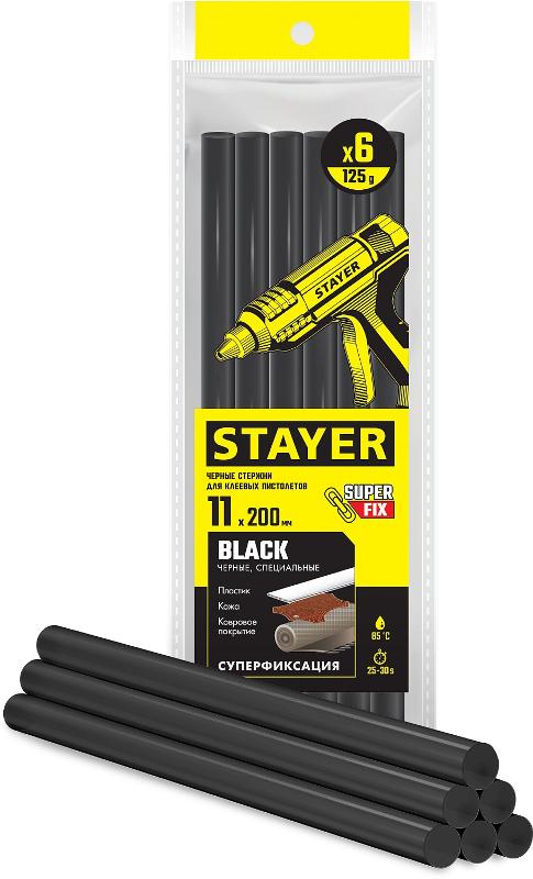 STAYER Стержни STAYER "MASTER" для клеевых (термоклеящих) пистолетов, цвет черный по ковролину и кож 2-06821-D-S06