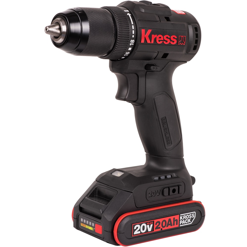 Дрель-шуруповерт аккумуляторный KRESS KU212.1 20V 2Ачx2 ЗУ Сумка+коробка KU212.1