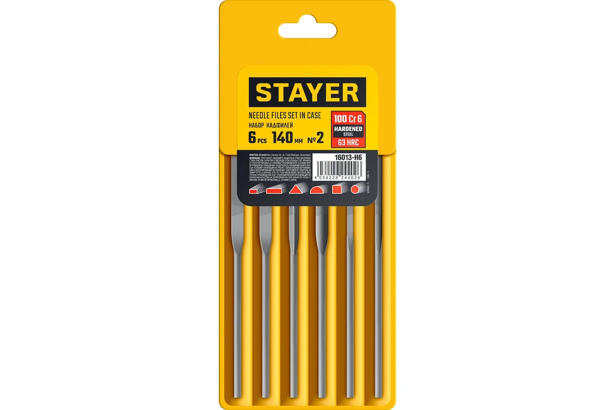 STAYER Набор надфилей, в чехле 6 шт, 140 мм, 16013-H6