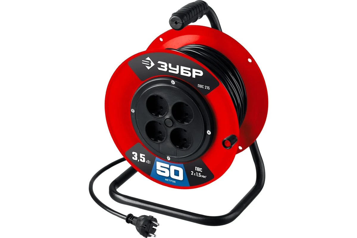 STAYER Удлинитель на катушке силовой 50 м, 3500 Вт ПВС-215, 2x1,5 кв мм STAYER 55103-50