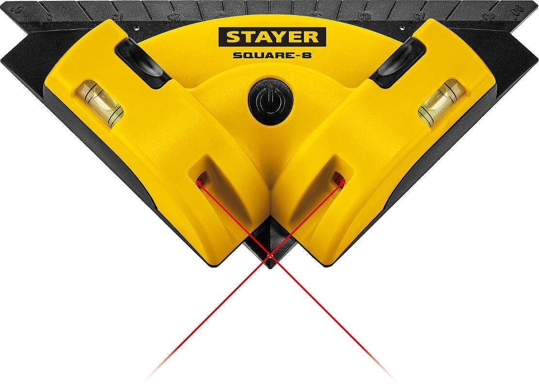 STAYER SQUARE-8 угольник лазерный для кафеля, 8 м, точн. +/-0,4 мм/м, 34928