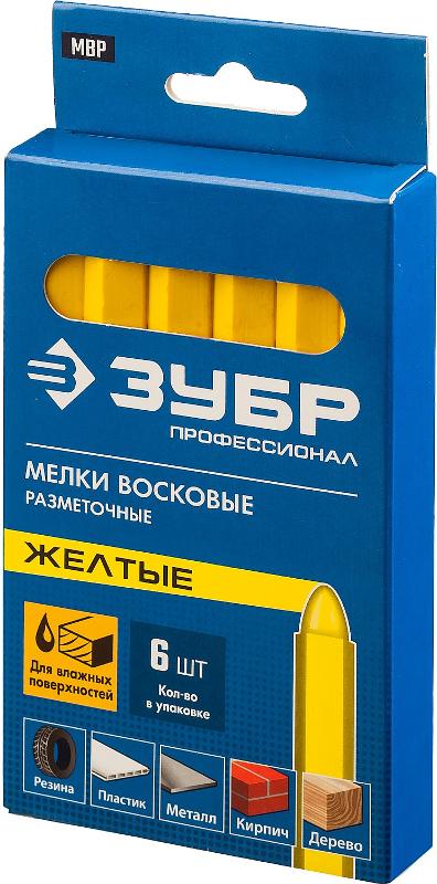 ЗУБР желтые мелки восковые разметочные, 6 шт 06330-5