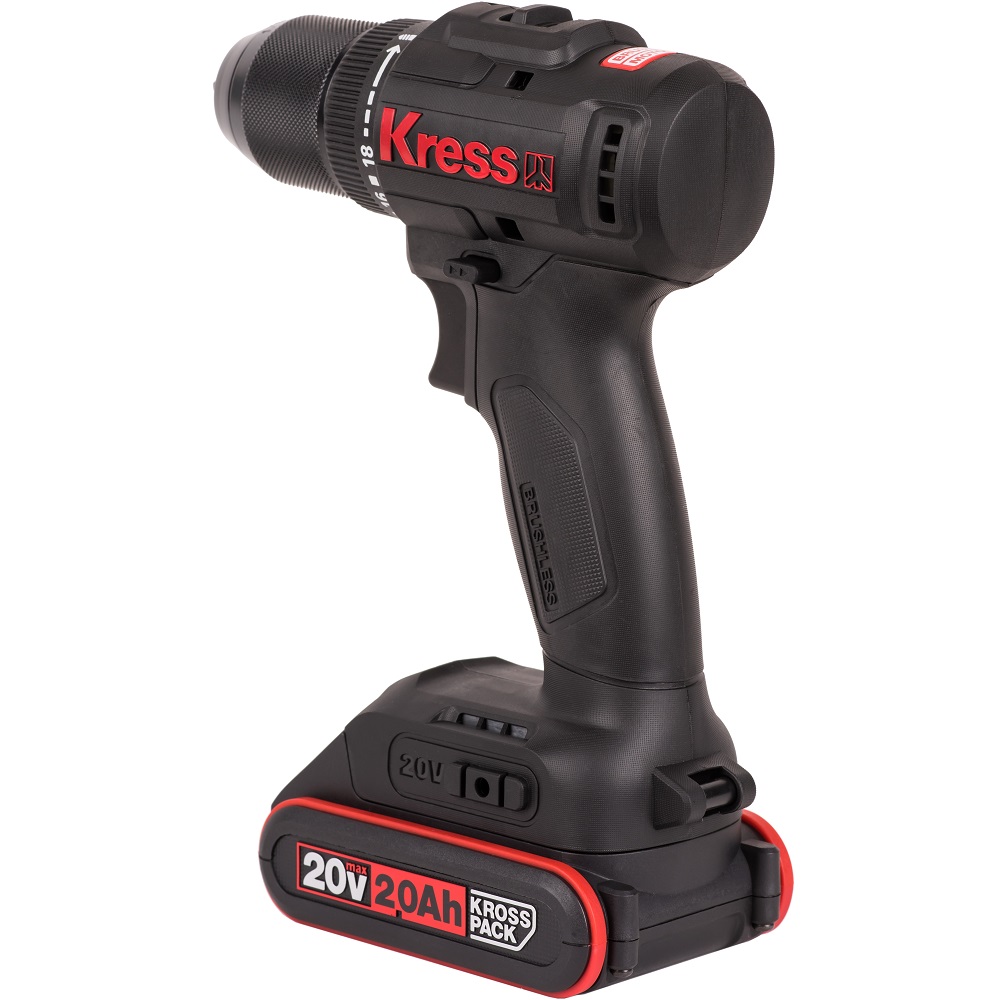 Дрель-шуруповерт аккумуляторный KRESS KU212.1 20V 2Ачx2 ЗУ Сумка+коробка KU212.1