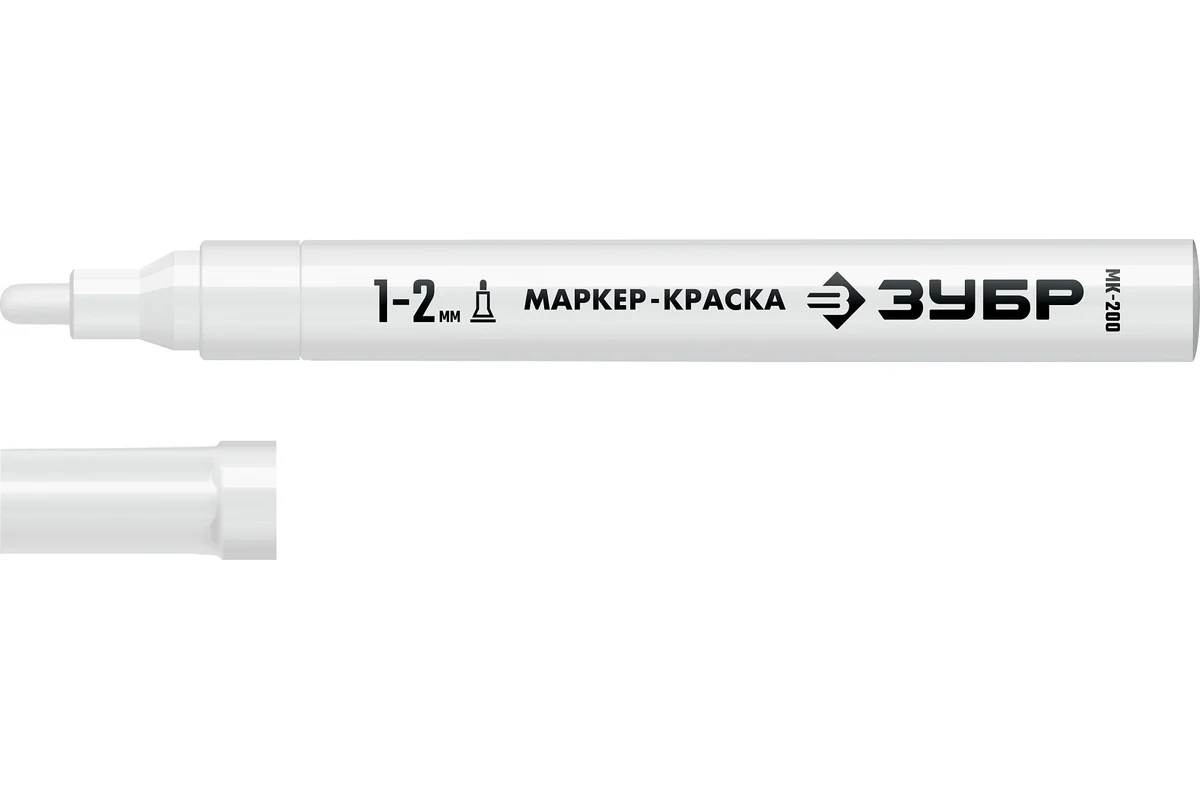 ЗУБР МК-200 белый, 1-2 мм маркер-краска, круглый наконечник 06326-8
