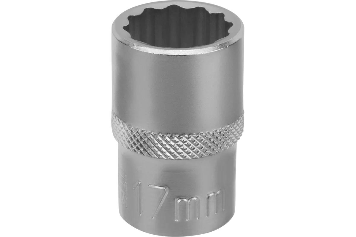 STELS Головка торцевая, 17 мм, 12-гранная, CrV, под квадрат 1/2", хромированная// Stels 13662