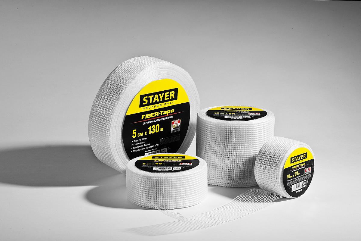 STAYER Серпянка самоклеящаяся FIBER-Tape, 10 см х 45м, STAYER Professional 1246-10-45